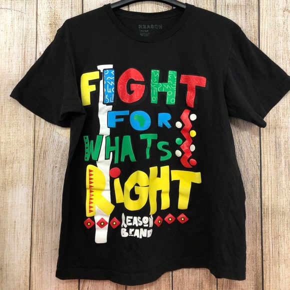 Reason Brand Graphic T-Shirt Fight For Your Right Bold Bright Colorful 90s Style - Picture 2 of 5
